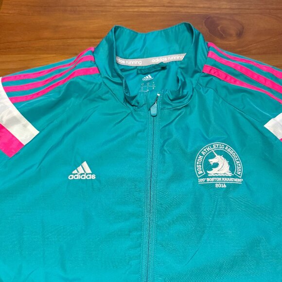 Adidas 2016 Boston Marathon Jacket Women,  Teal and Pink, Medium - Picture 4 of 11